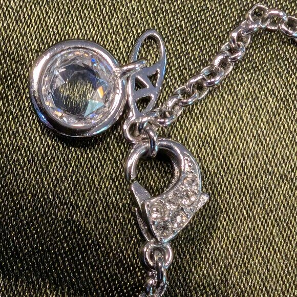 AVA Nadri Cubic Zirconia and Crystal Station Lariat Necklace in White Rhodium Br - Picture 7 of 8